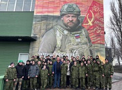 Губкинцы открыли на территории центра «Воин» патриотическое граффити с портретом Евгения Поддубного