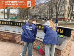 Губкинские волонтёры движения «Волонтёры Победы» провели акцию по очистке памятников и мемориалов