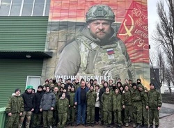 Губкинцы открыли на территории центра «Воин» патриотическое граффити с портретом Евгения Поддубного